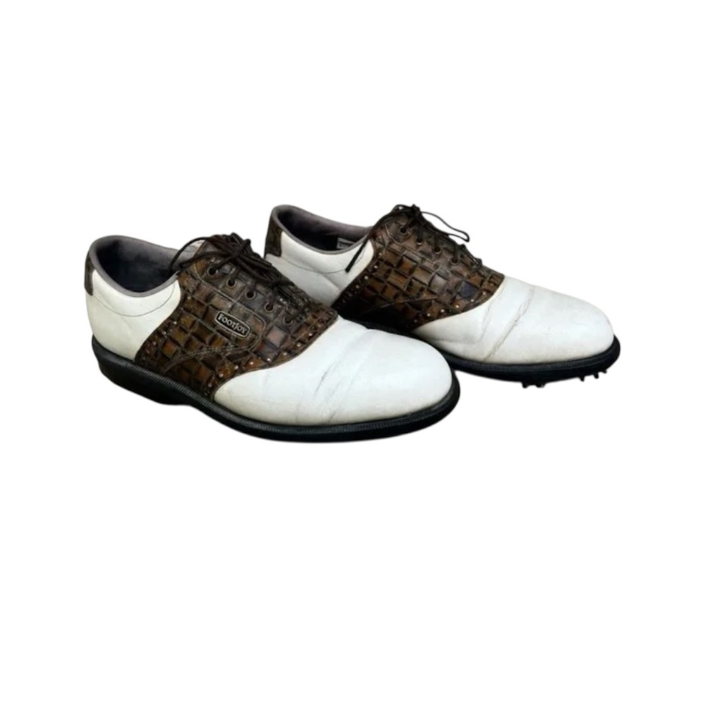 FOOTJOY Dryjoys fitbed leather croc, print golf shoes Size 8.5